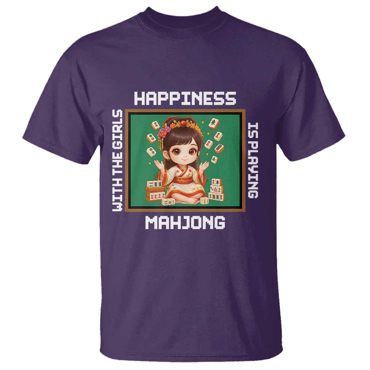 Gambling Chinese Gift T Shirt Happiness Is Playing Mahjong With The Girls TS12 Purple Print Your Wear