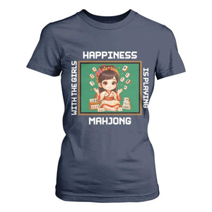 Gambling Chinese Gift T Shirt For Women Happiness Is Playing Mahjong With The Girls TS12 Navy Print Your Wear