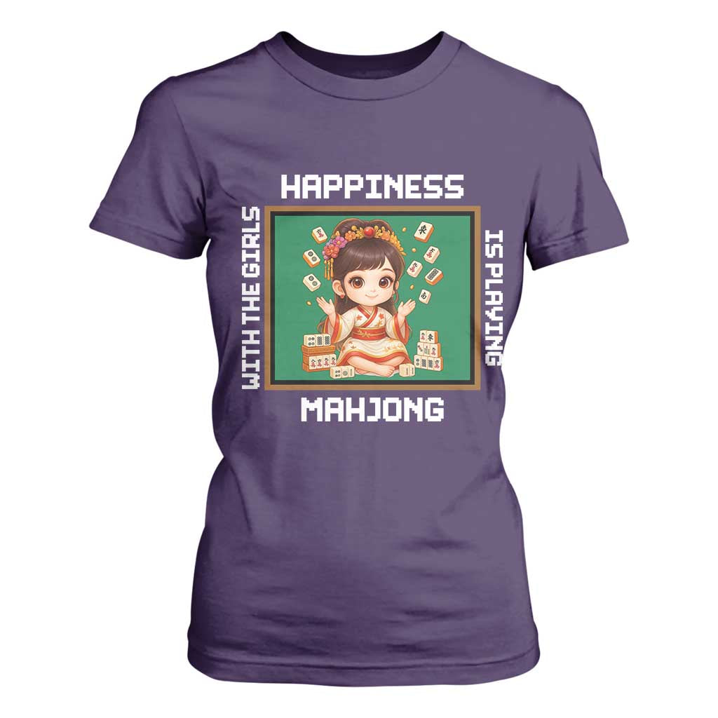 Gambling Chinese Gift T Shirt For Women Happiness Is Playing Mahjong With The Girls TS12 Purple Print Your Wear