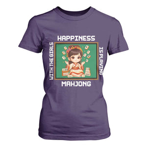 Gambling Chinese Gift T Shirt For Women Happiness Is Playing Mahjong With The Girls TS12 Purple Print Your Wear