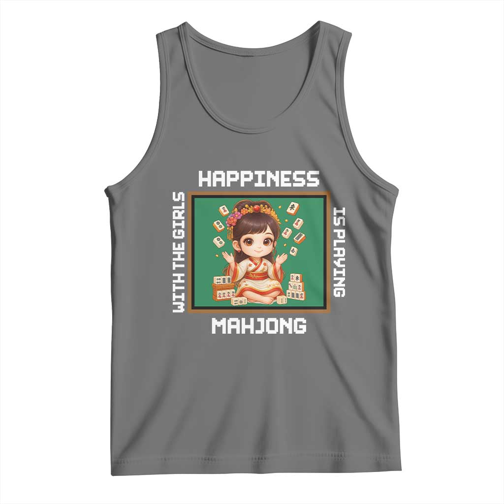 Gambling Chinese Gift Tank Top Happiness Is Playing Mahjong With The Girls TS12 Black Heather Print Your Wear