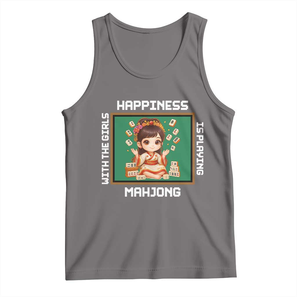Gambling Chinese Gift Tank Top Happiness Is Playing Mahjong With The Girls TS12 Deep Heather Print Your Wear
