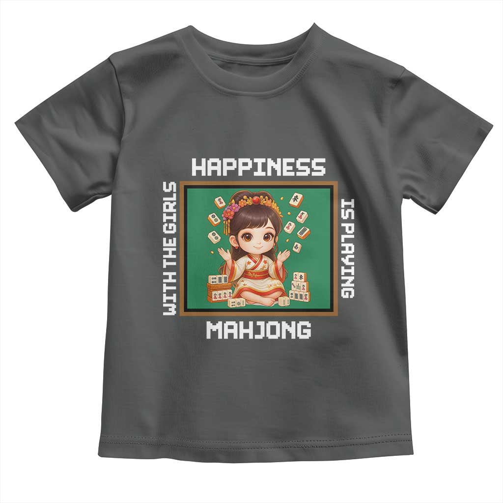 Gambling Chinese Gift Toddler T Shirt Happiness Is Playing Mahjong With The Girls TS12 Dark Heather Print Your Wear