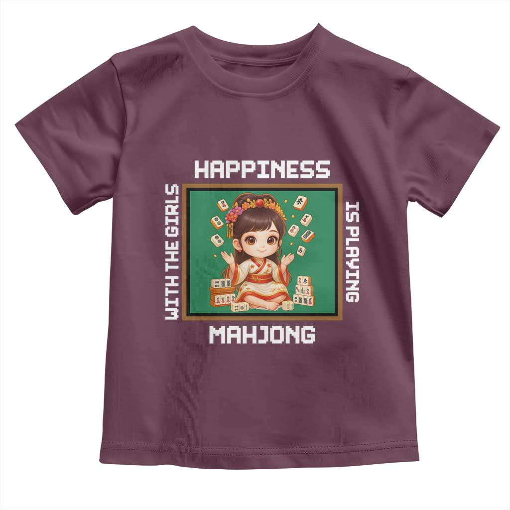 Gambling Chinese Gift Toddler T Shirt Happiness Is Playing Mahjong With The Girls TS12 Maroon Print Your Wear