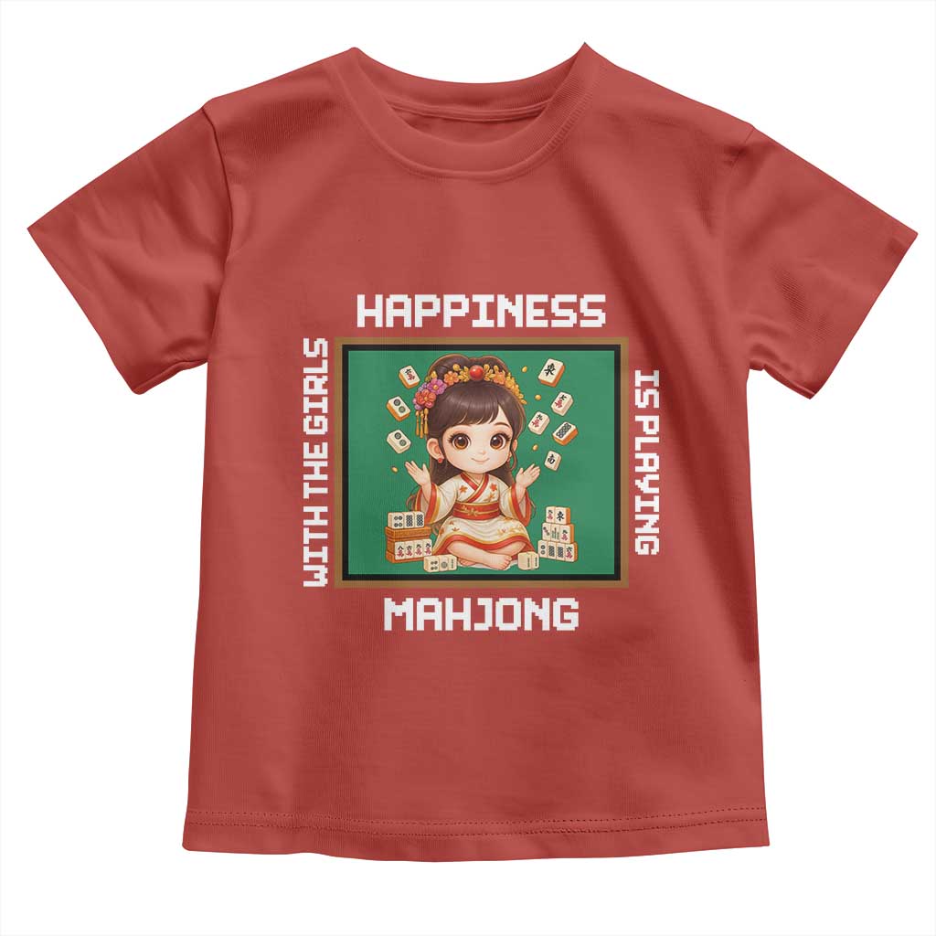 Gambling Chinese Gift Toddler T Shirt Happiness Is Playing Mahjong With The Girls TS12 Red Print Your Wear