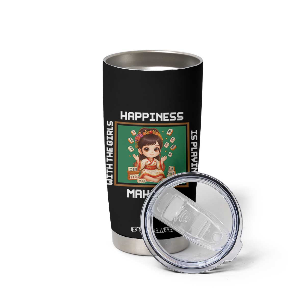 Gambling Chinese Gift Tumbler Cup Happiness Is Playing Mahjong With The Girls TS12 Print Your Wear
