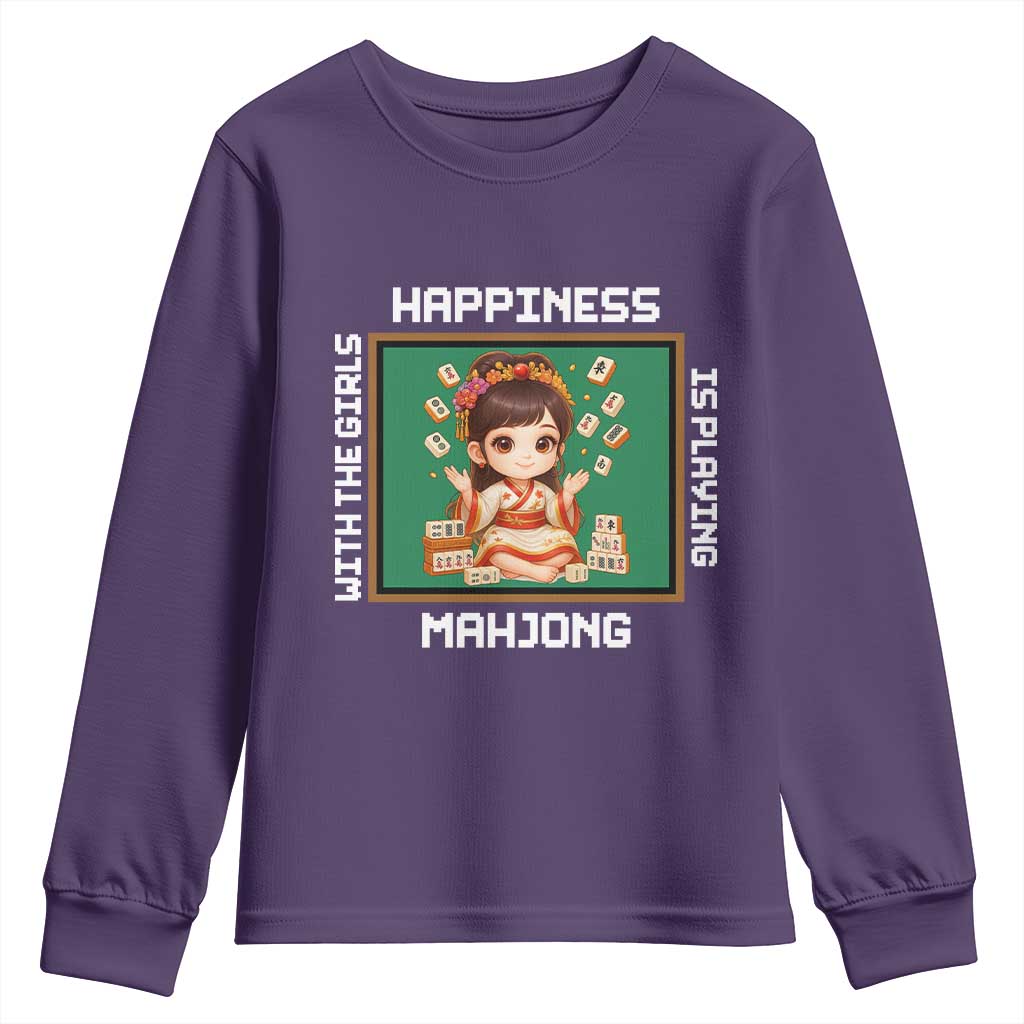 Gambling Chinese Gift Youth Sweatshirt Happiness Is Playing Mahjong With The Girls TS12 Purple Print Your Wear