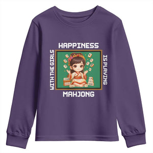 Gambling Chinese Gift Youth Sweatshirt Happiness Is Playing Mahjong With The Girls TS12 Purple Print Your Wear