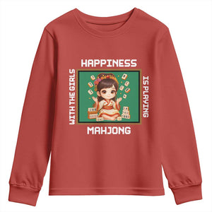 Gambling Chinese Gift Youth Sweatshirt Happiness Is Playing Mahjong With The Girls TS12 Red Print Your Wear