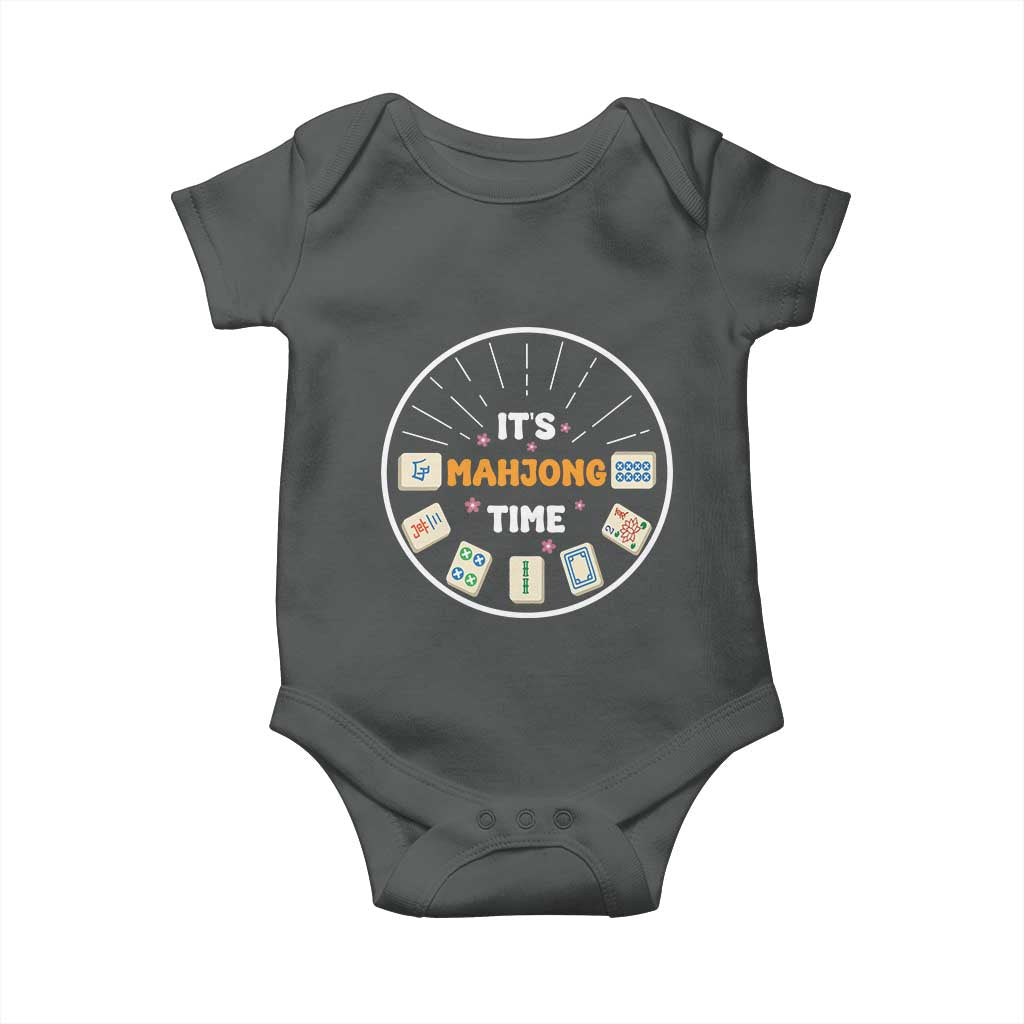 It Is Mahjong Time Baby Onesie Gambling Chinese Gift TS12 Dark Heather Print Your Wear