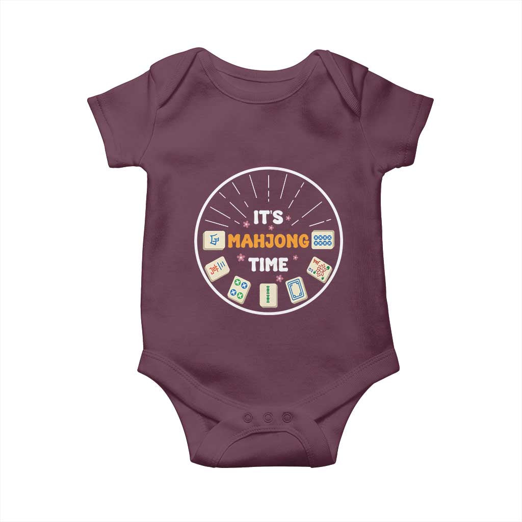 It Is Mahjong Time Baby Onesie Gambling Chinese Gift TS12 Maroon Print Your Wear