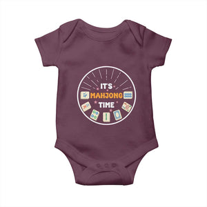 It Is Mahjong Time Baby Onesie Gambling Chinese Gift TS12 Maroon Print Your Wear