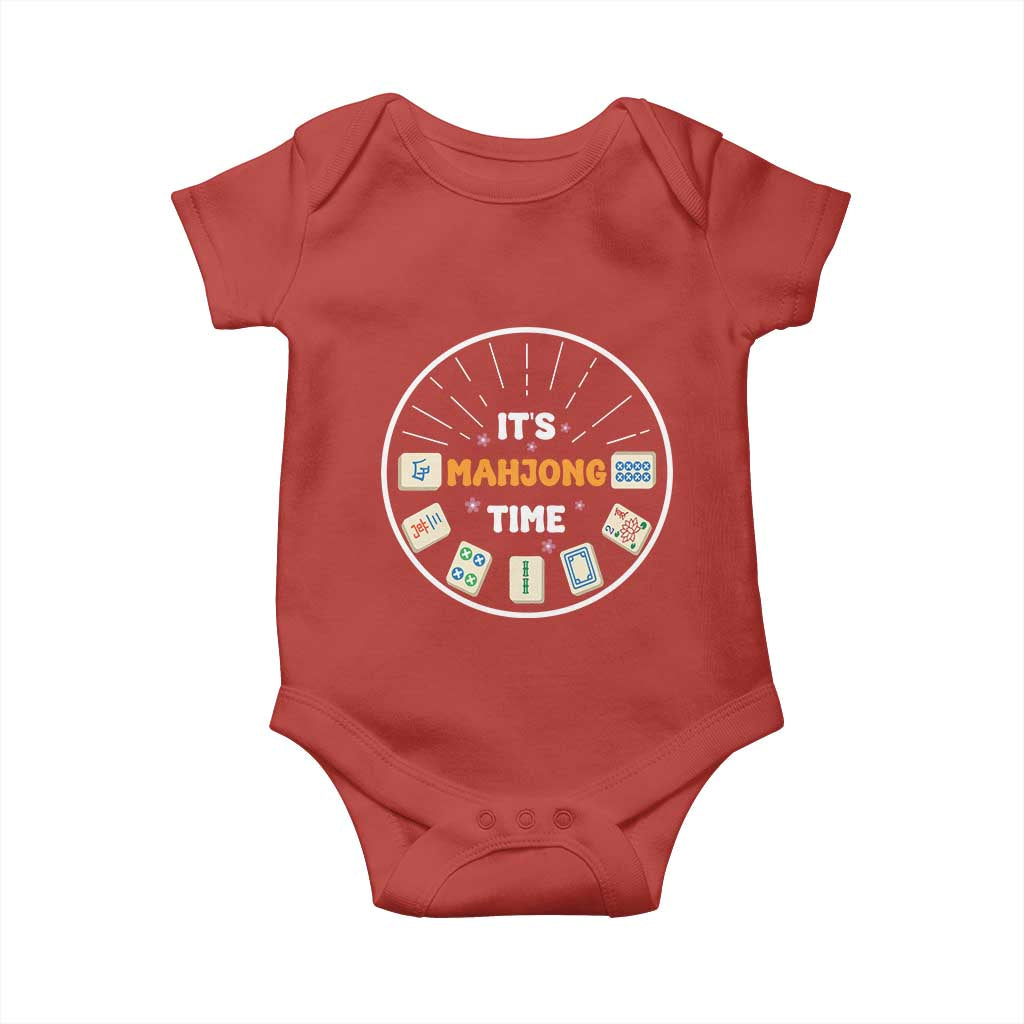 It Is Mahjong Time Baby Onesie Gambling Chinese Gift TS12 Red Print Your Wear