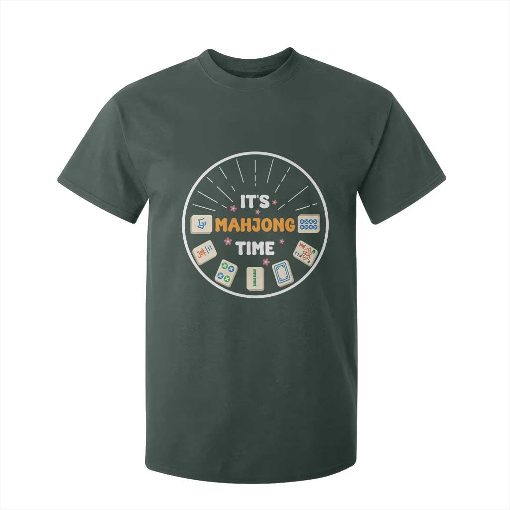 It Is Mahjong Time T Shirt For Kid Gambling Chinese Gift TS12 Dark Forest Green Print Your Wear