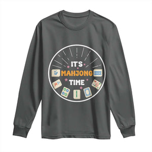 It Is Mahjong Time Long Sleeve Shirt Gambling Chinese Gift TS12 Dark Heather Print Your Wear