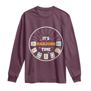 It Is Mahjong Time Long Sleeve Shirt Gambling Chinese Gift TS12 Maroon Print Your Wear