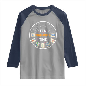 It Is Mahjong Time Raglan Shirt Gambling Chinese Gift TS12 Sport Gray Navy Print Your Wear