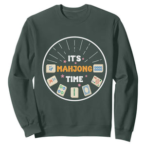 It Is Mahjong Time Sweatshirt Gambling Chinese Gift TS12 Dark Forest Green Print Your Wear