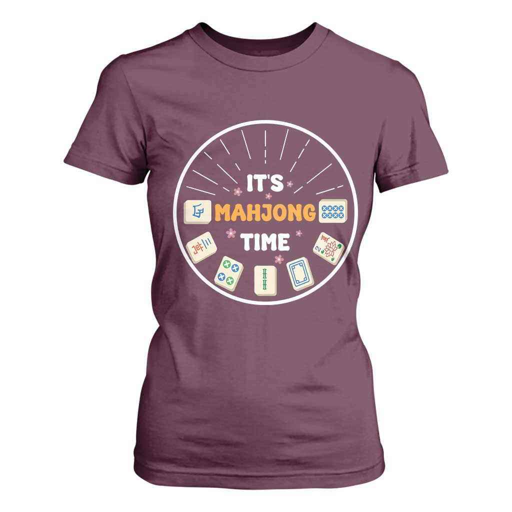 It Is Mahjong Time T Shirt For Women Gambling Chinese Gift TS12 Maroon Print Your Wear