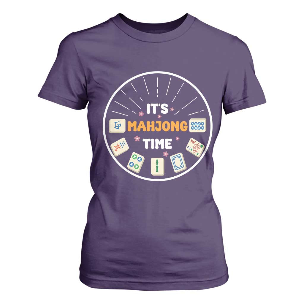 It Is Mahjong Time T Shirt For Women Gambling Chinese Gift TS12 Purple Print Your Wear
