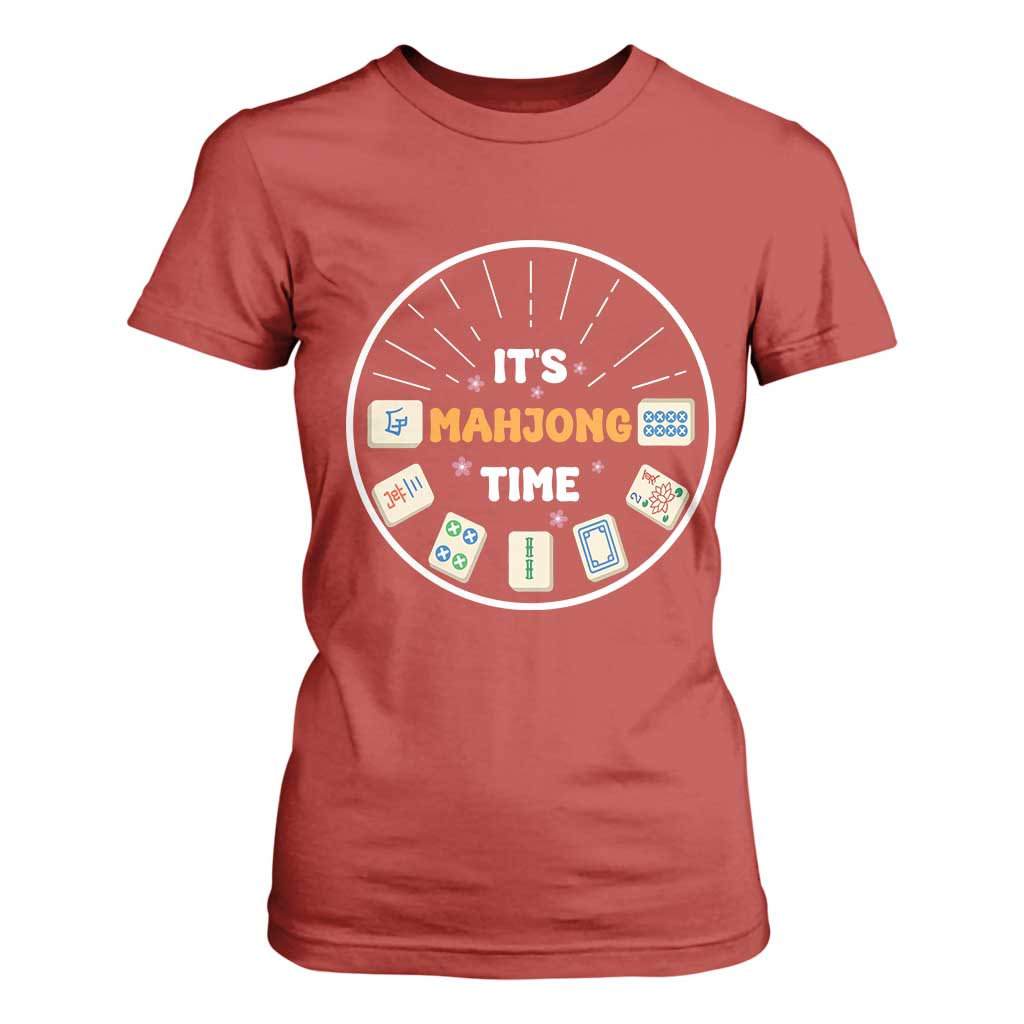 It Is Mahjong Time T Shirt For Women Gambling Chinese Gift TS12 Red Print Your Wear