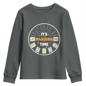 It Is Mahjong Time Youth Sweatshirt Gambling Chinese Gift TS12 Dark Heather Print Your Wear