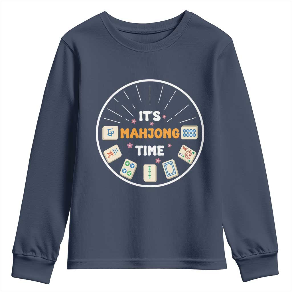 It Is Mahjong Time Youth Sweatshirt Gambling Chinese Gift TS12 Navy Print Your Wear