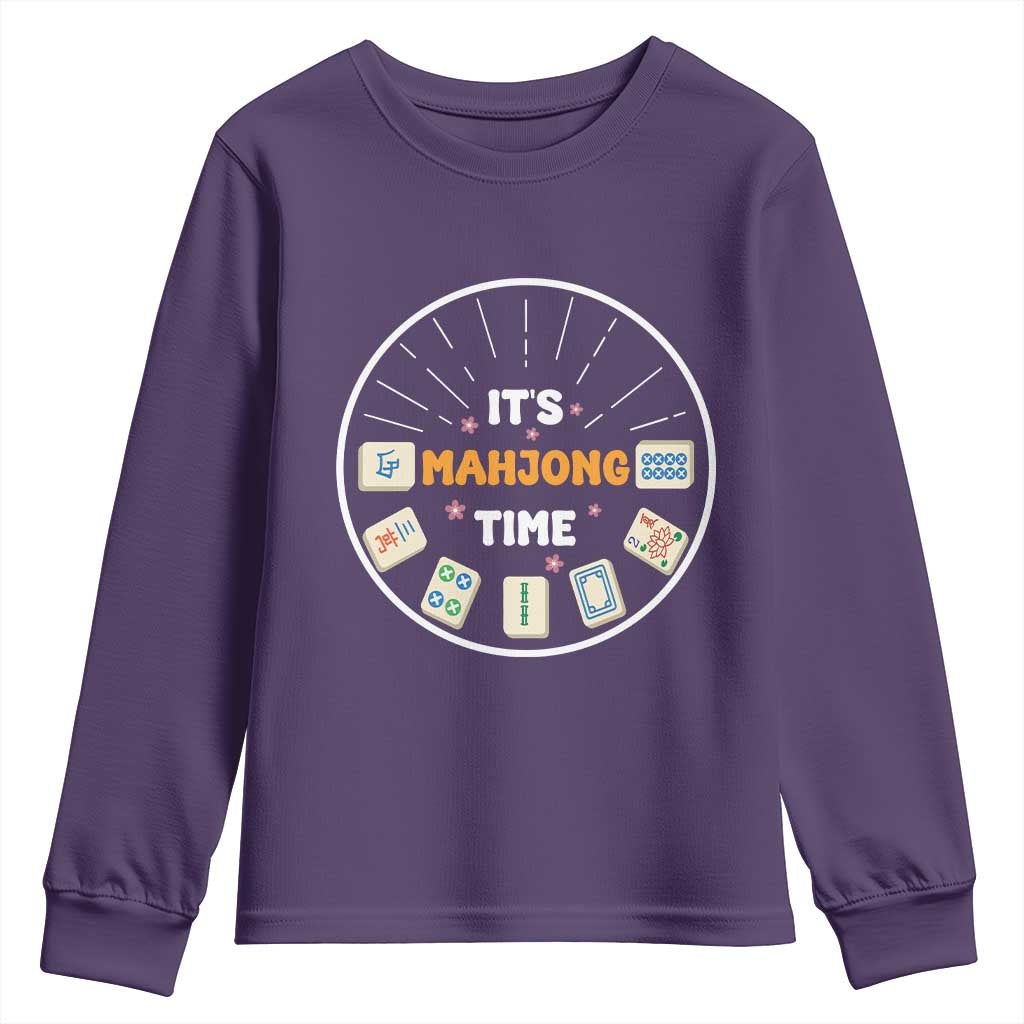It Is Mahjong Time Youth Sweatshirt Gambling Chinese Gift TS12 Purple Print Your Wear
