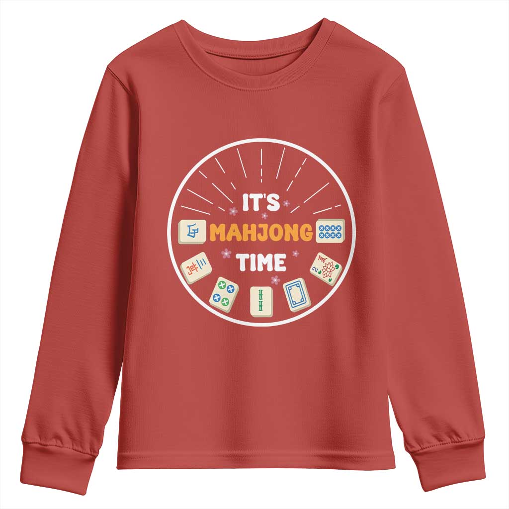 It Is Mahjong Time Youth Sweatshirt Gambling Chinese Gift TS12 Red Print Your Wear