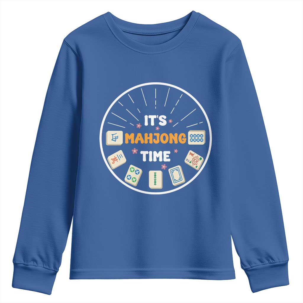 It Is Mahjong Time Youth Sweatshirt Gambling Chinese Gift TS12 Royal Blue Print Your Wear