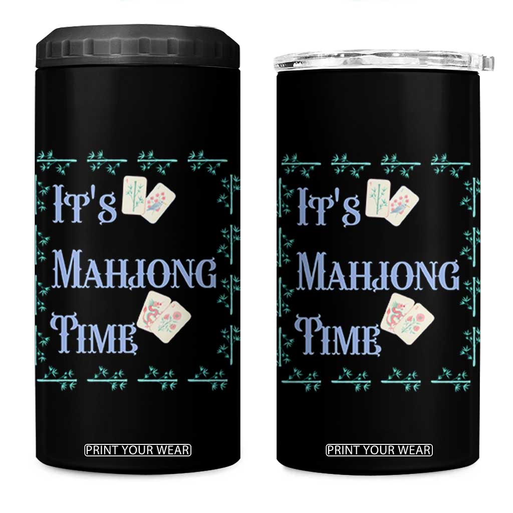 Mahjong Gift 4 in 1 Can Cooler Tumbler It Is Mahjong Time For Players TS12 One Size: 16 oz Black Print Your Wear