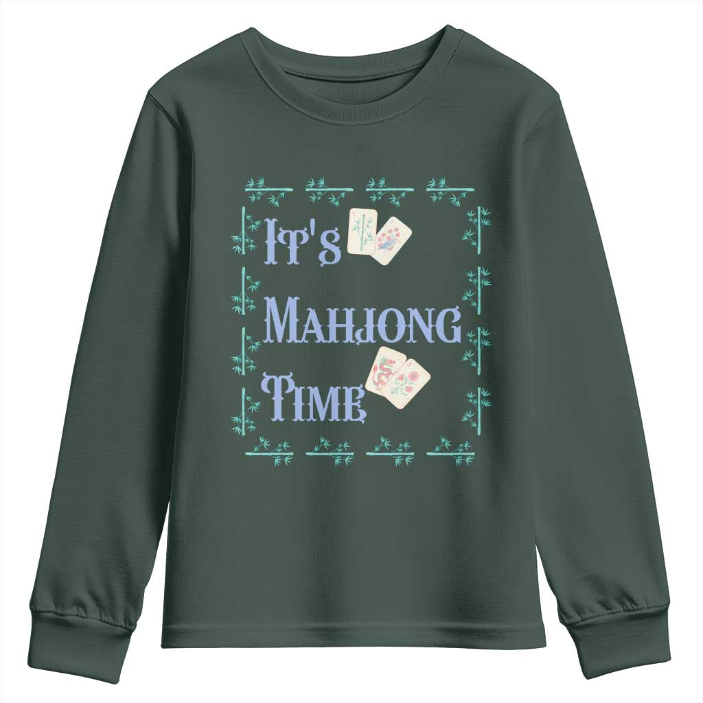 Mahjong Gift Youth Sweatshirt It Is Mahjong Time For Players TS12 Dark Forest Green Print Your Wear