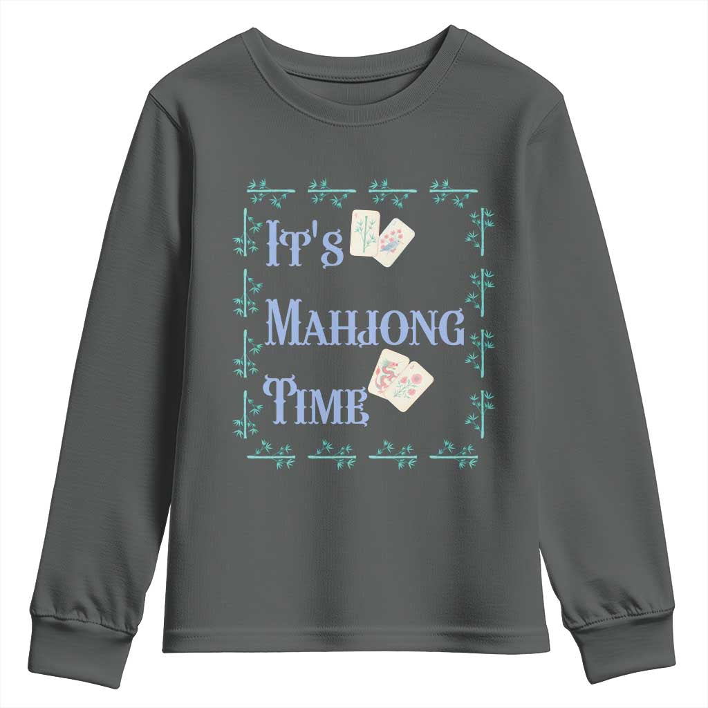 Mahjong Gift Youth Sweatshirt It Is Mahjong Time For Players TS12 Dark Heather Print Your Wear