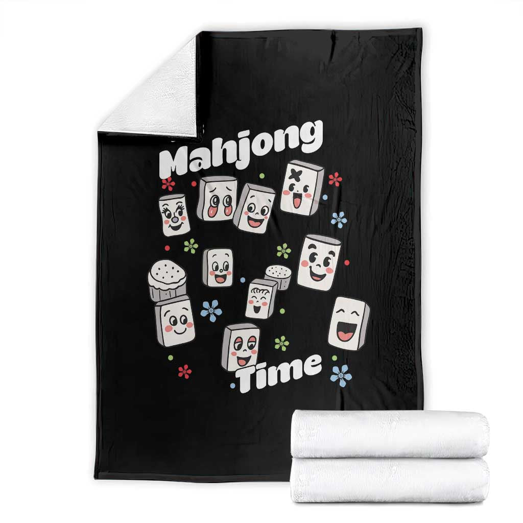 It Is Mahjong Time Throw Blanket Mahjong Lover Gift TS12 Black Print Your Wear