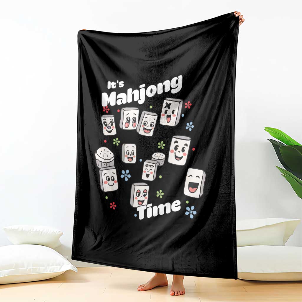 It Is Mahjong Time Throw Blanket Mahjong Lover Gift TS12 Print Your Wear