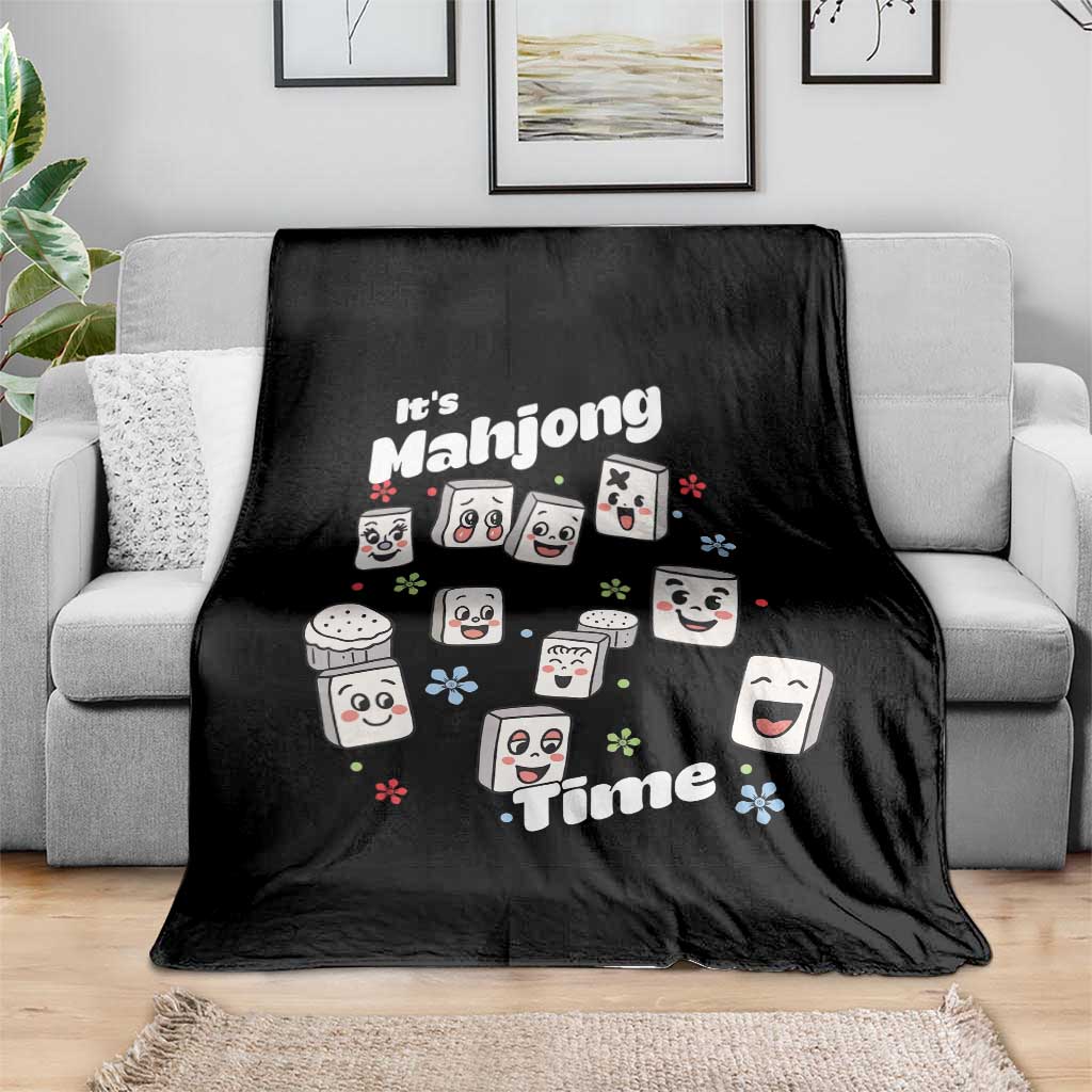 It Is Mahjong Time Throw Blanket Mahjong Lover Gift TS12 Print Your Wear
