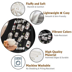 It Is Mahjong Time Throw Blanket Mahjong Lover Gift TS12 Print Your Wear