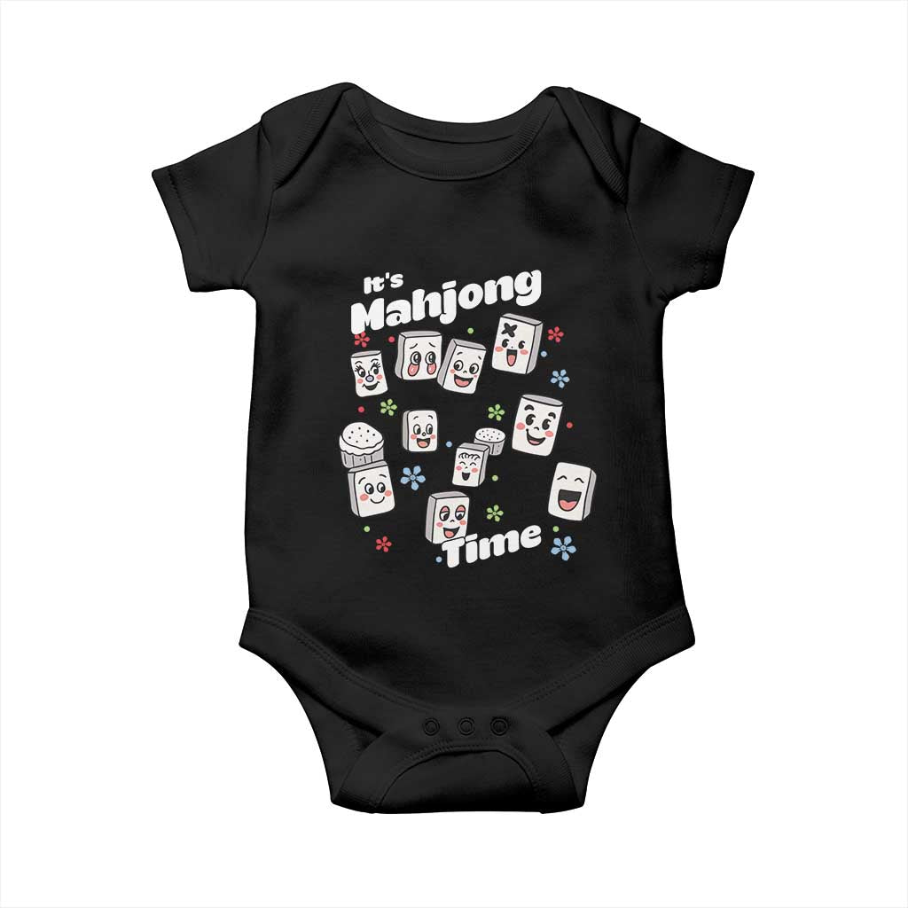 It Is Mahjong Time Baby Onesie Mahjong Lover Gift TS12 Black Print Your Wear