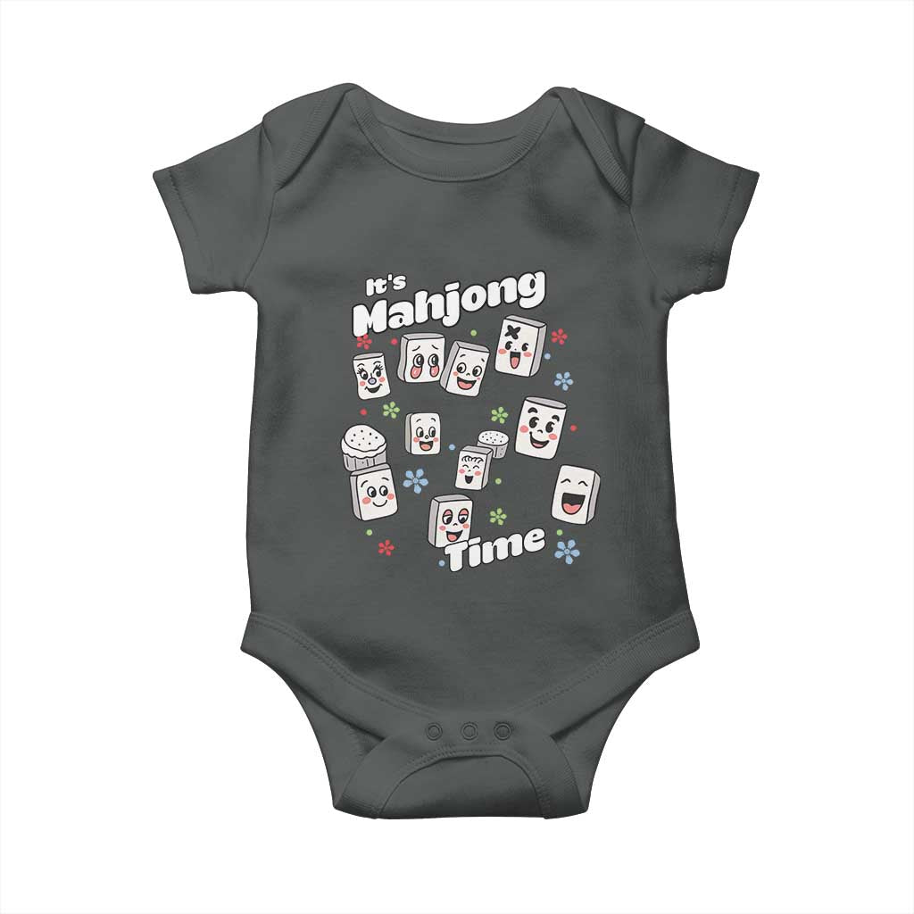 It Is Mahjong Time Baby Onesie Mahjong Lover Gift TS12 Dark Heather Print Your Wear
