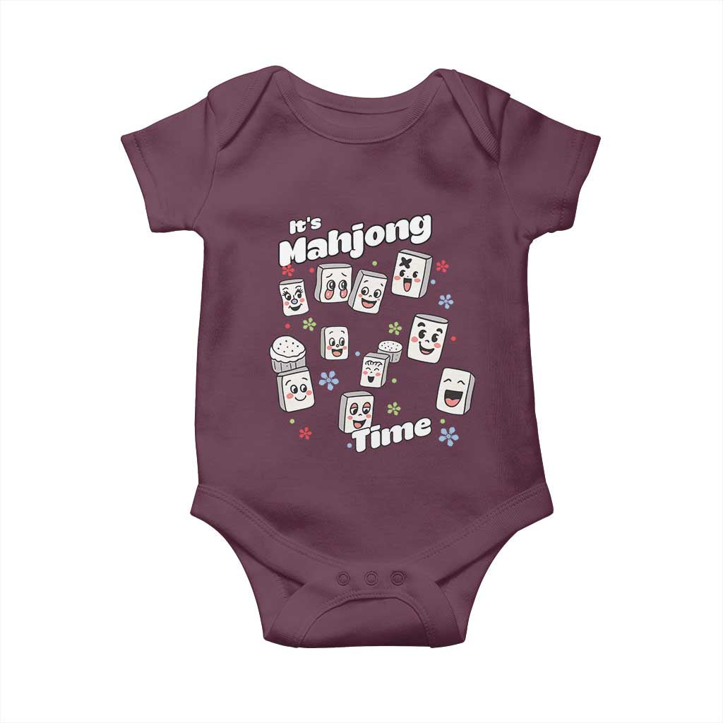 It Is Mahjong Time Baby Onesie Mahjong Lover Gift TS12 Maroon Print Your Wear