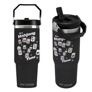 It Is Mahjong Time Flip Straw Tumbler Mahjong Lover Gift TS12 One Size: 30 oz Black Print Your Wear