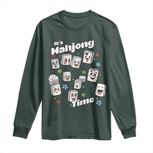 It Is Mahjong Time Long Sleeve Shirt Mahjong Lover Gift TS12 Dark Forest Green Print Your Wear