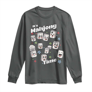It Is Mahjong Time Long Sleeve Shirt Mahjong Lover Gift TS12 Dark Heather Print Your Wear