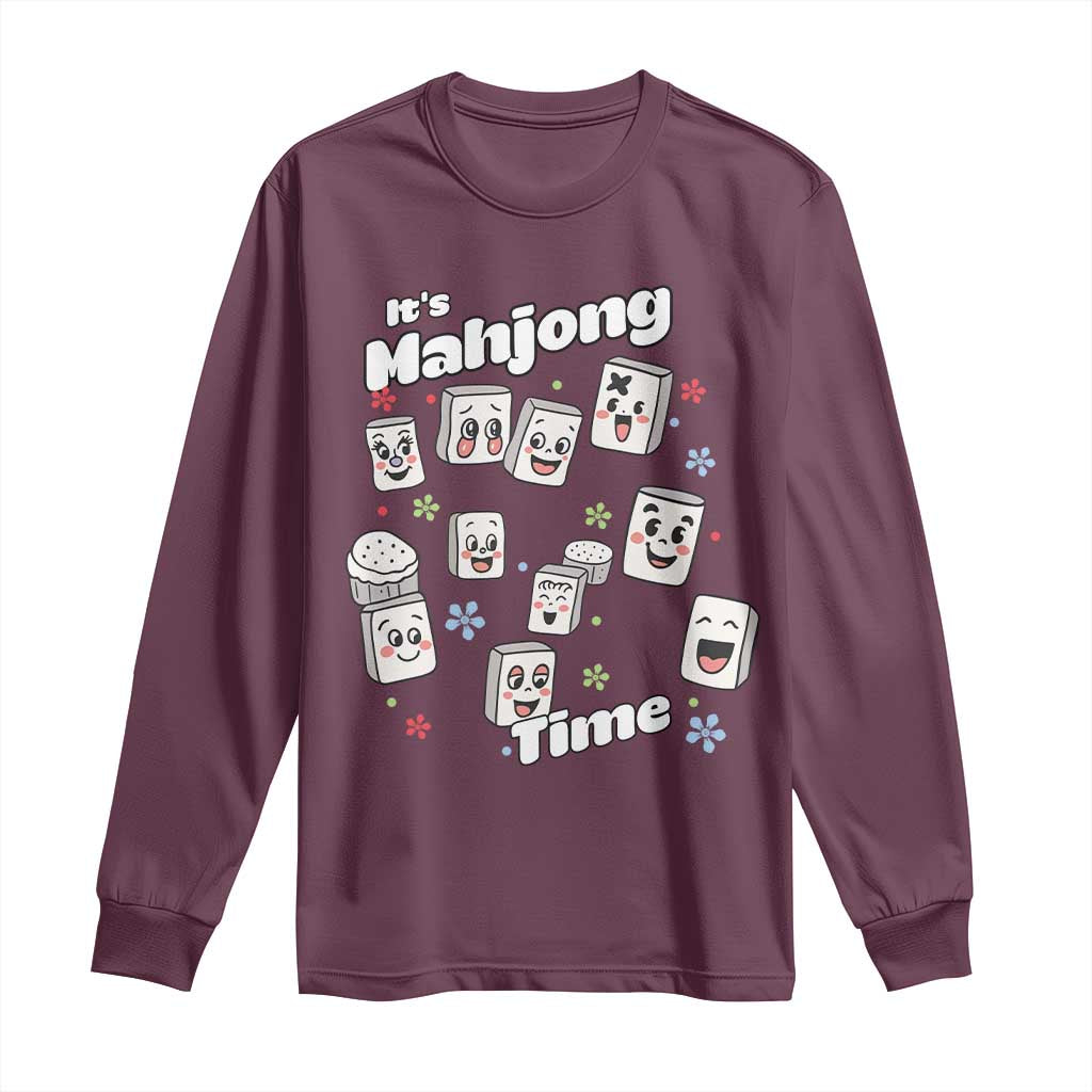 It Is Mahjong Time Long Sleeve Shirt Mahjong Lover Gift TS12 Maroon Print Your Wear