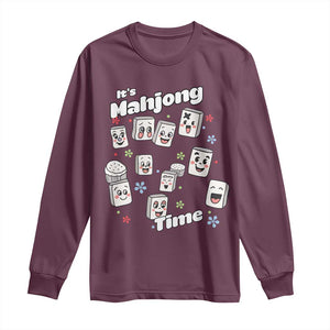 It Is Mahjong Time Long Sleeve Shirt Mahjong Lover Gift TS12 Maroon Print Your Wear