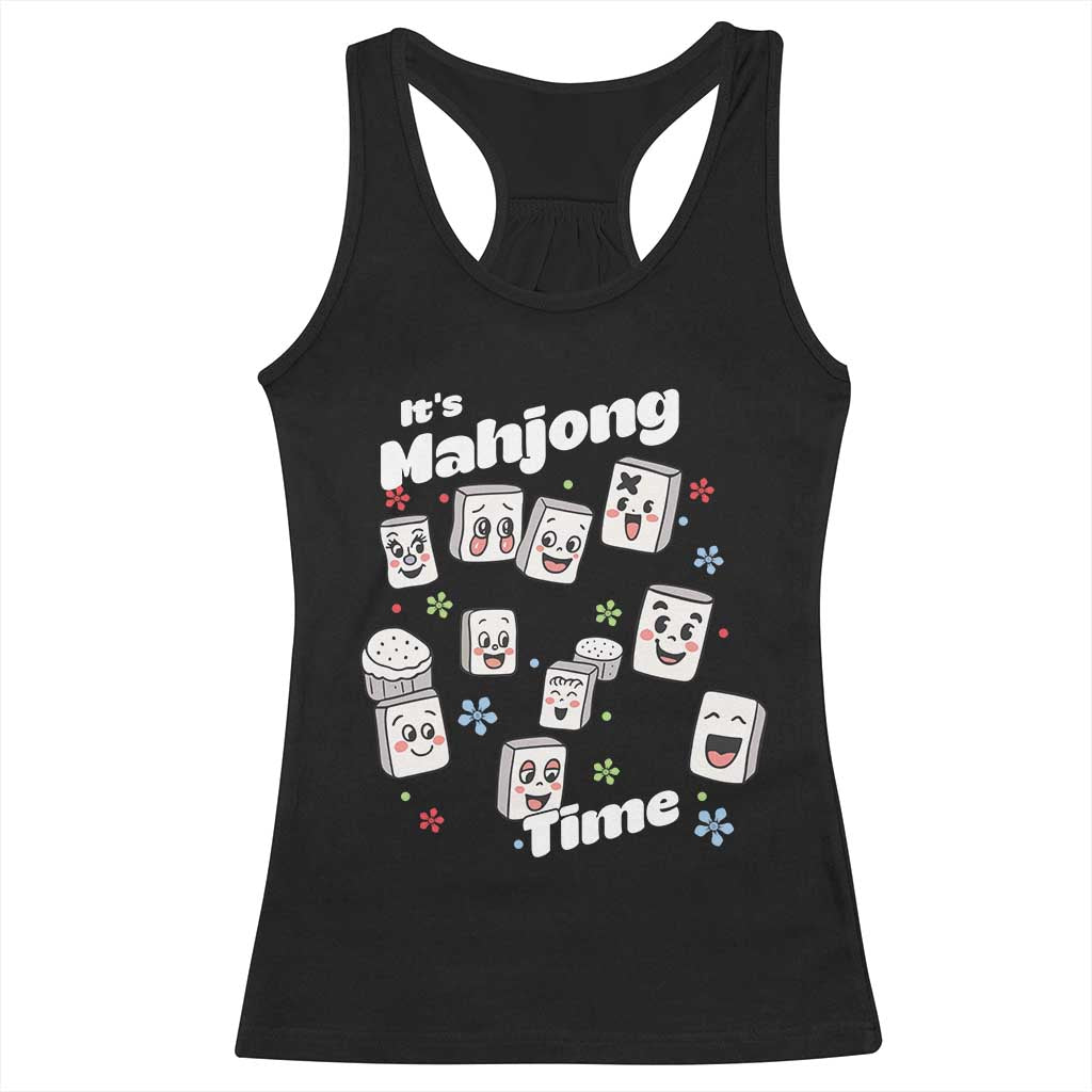 It Is Mahjong Time Racerback Tank Top Mahjong Lover Gift TS12 Black Print Your Wear