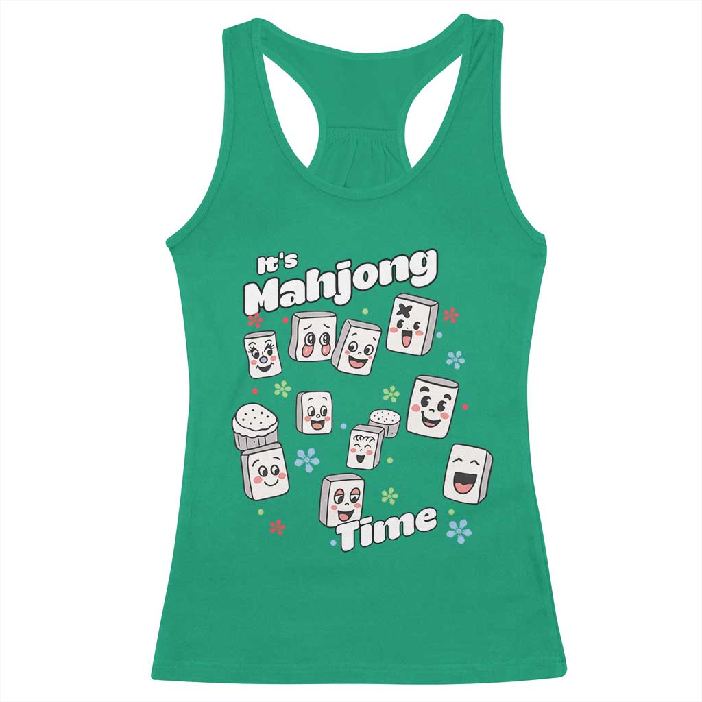 It Is Mahjong Time Racerback Tank Top Mahjong Lover Gift TS12 Irish Green Print Your Wear