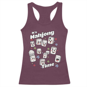 It Is Mahjong Time Racerback Tank Top Mahjong Lover Gift TS12 Maroon Print Your Wear