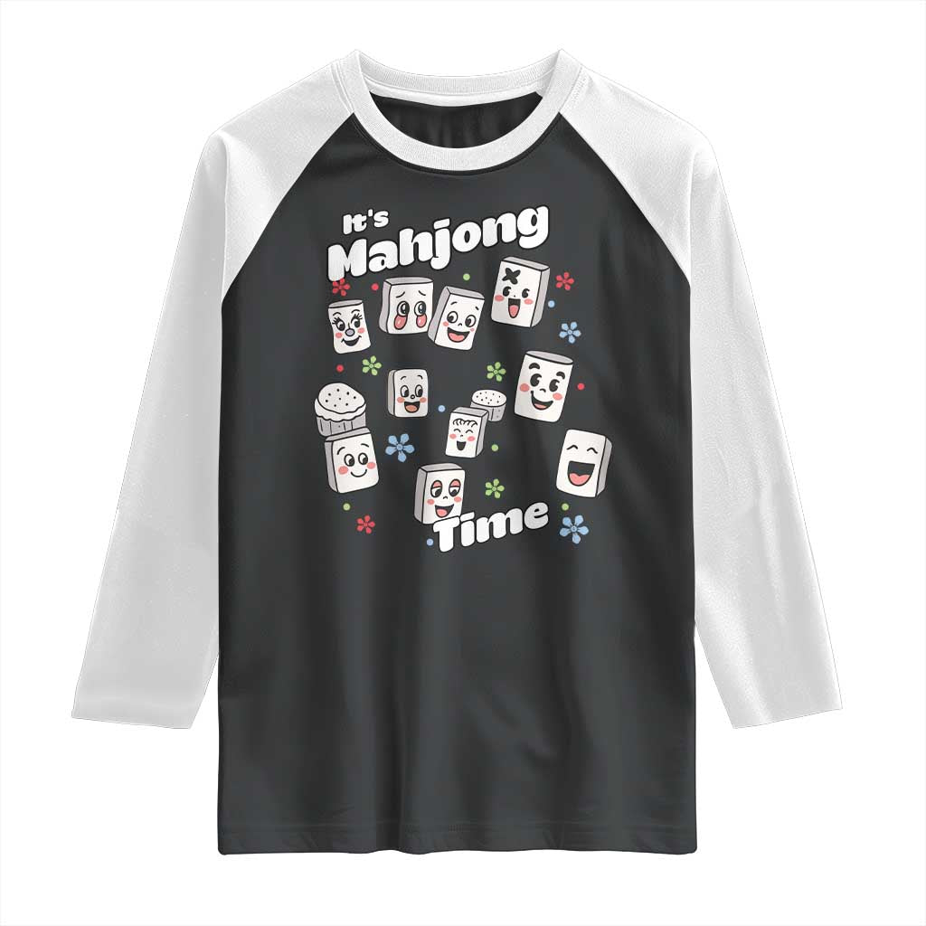 It Is Mahjong Time Raglan Shirt Mahjong Lover Gift TS12 Black White Print Your Wear