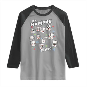 It Is Mahjong Time Raglan Shirt Mahjong Lover Gift TS12 Sport Gray Black Print Your Wear